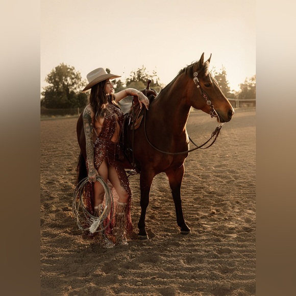 12th Tribe Sequin Bronze Backless Dress - Picture 5 of 10